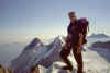 Jungfrau (4158,2 m), vzadu Eiger a Mnich, Schreckhorn (4078 m) a Lauteraarhorn (4042 m) (29081 bytes)
