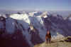 pohled z Jungfrau k JZ - sk. Mischabel (D�m), Monte Rosa, Weisshorn, Dent Blanche (37934 bytes)