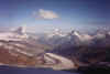 Matterhorn, Dent Blanche, Ober Gabelhorn, Zinallrothorn a ledovec Gornergletscher (27653 bytes)